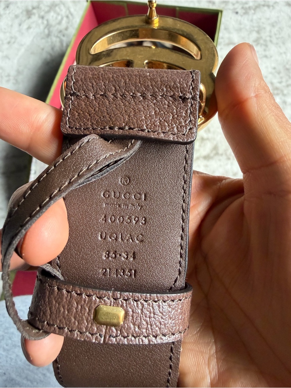 Gucci Brown Monogram Canvas Belt with Gold Double-G Buckle - Picture 4 of 7